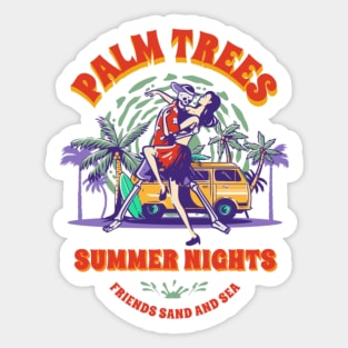 Palm Trees Summer Nights, Friends Sand and Sea Sticker